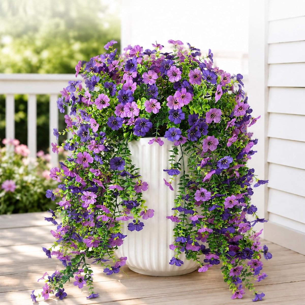 Kunstbloemen voor buiten 75 cm - UV-bestendig - Hangend met paarse en roze bloemen - Perfect voor tuin en balkon - ShopVlot