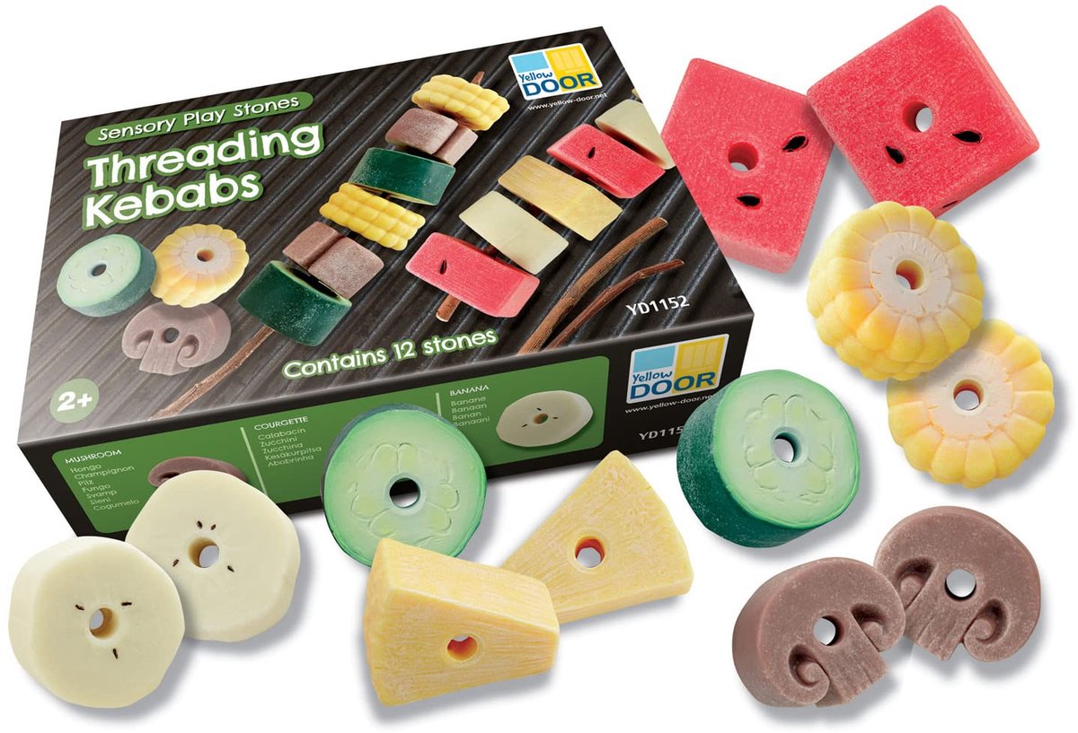 Threading Kebabs - Speelstenen Fruit en Groenten - Duurzaam en weerbestendig - Creatief en sensorisch spel - ShopVlot