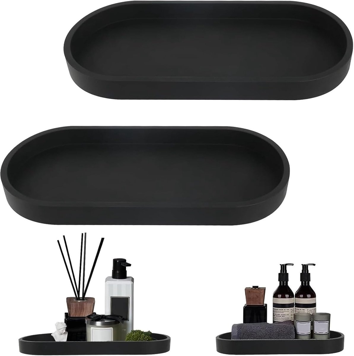 Opbergtray 2pcs - Zwart silicone - Ruimtebesparend - Perfect voor badkamer en keuken - ShopVlot