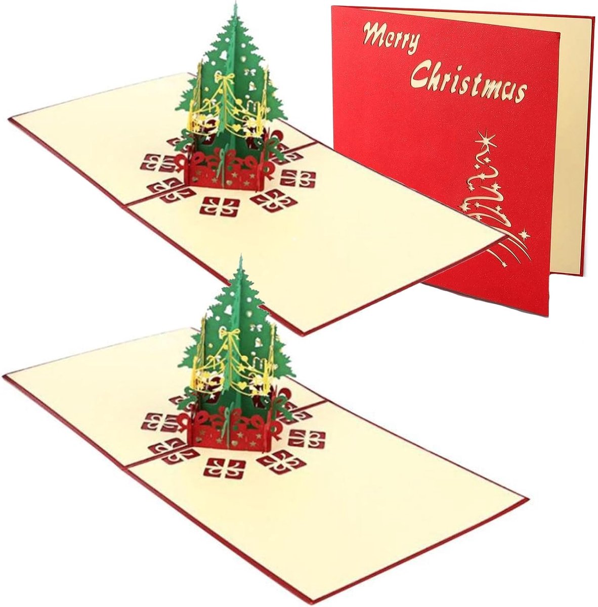 Pop-up kerstkaarten 3D - Set van 2 - Hoogwaardige papier - Onvergetelijke verrassing - ShopVlot
