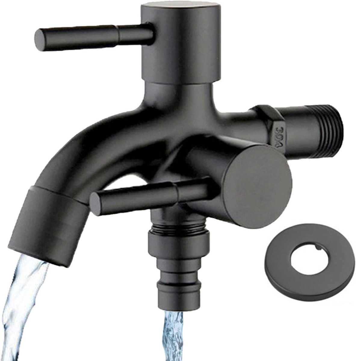 Dubbele kraan 1/2 inch - RVS - Universeel voor tuin en wasmachine - Duurzaam en bestand tegen corrosie - ShopVlot