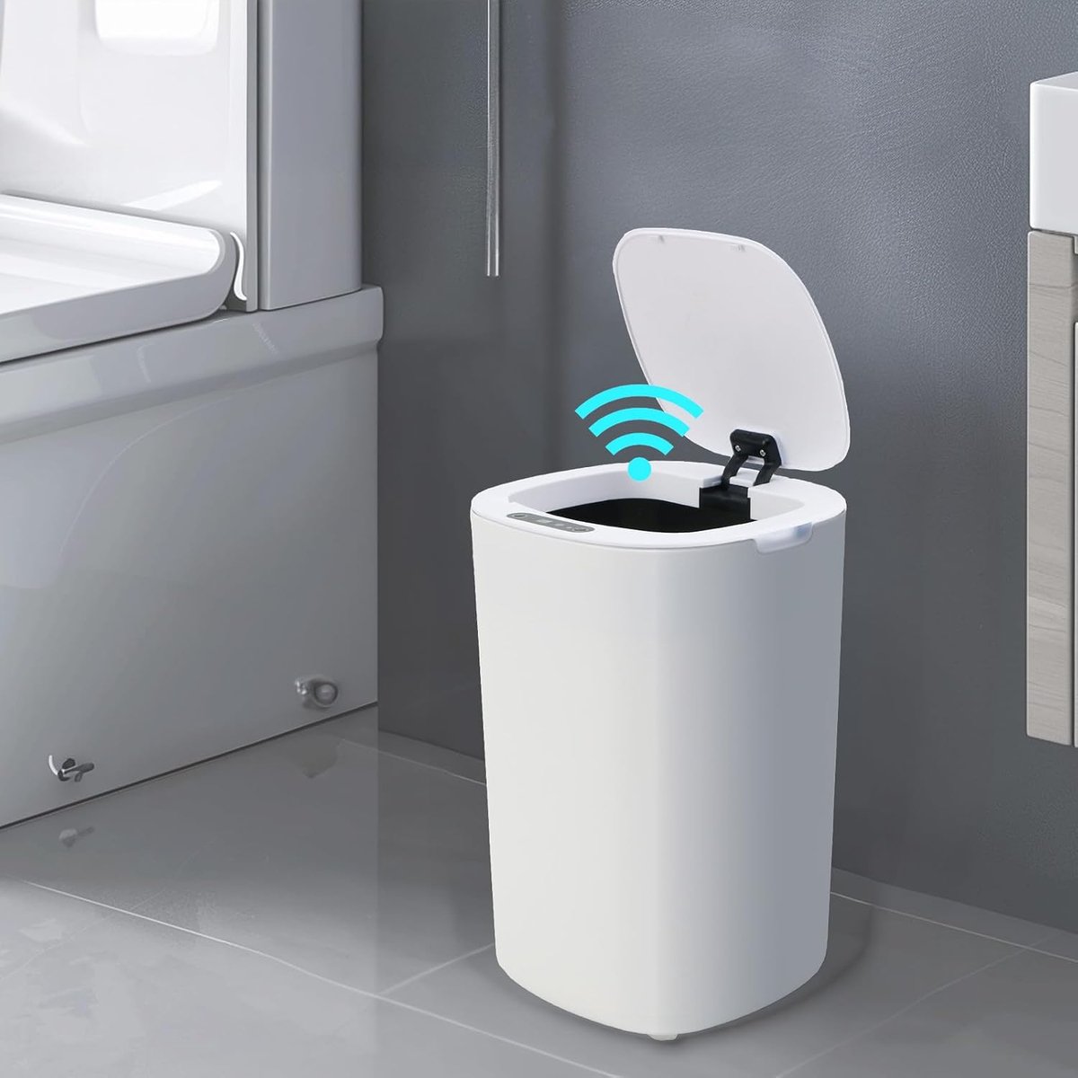Afvalbak met deksel 12 L - witte sensor - elektrische kunststof - ideaal voor badkamer - ShopVlot