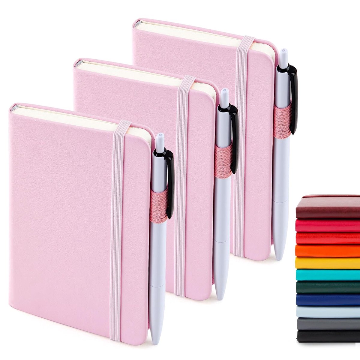 Notitieboek A6 set van 3 - mini notitieboeken met 3 gelpennen - 112 pagina's - ideaal voor kantoor en school - ShopVlot