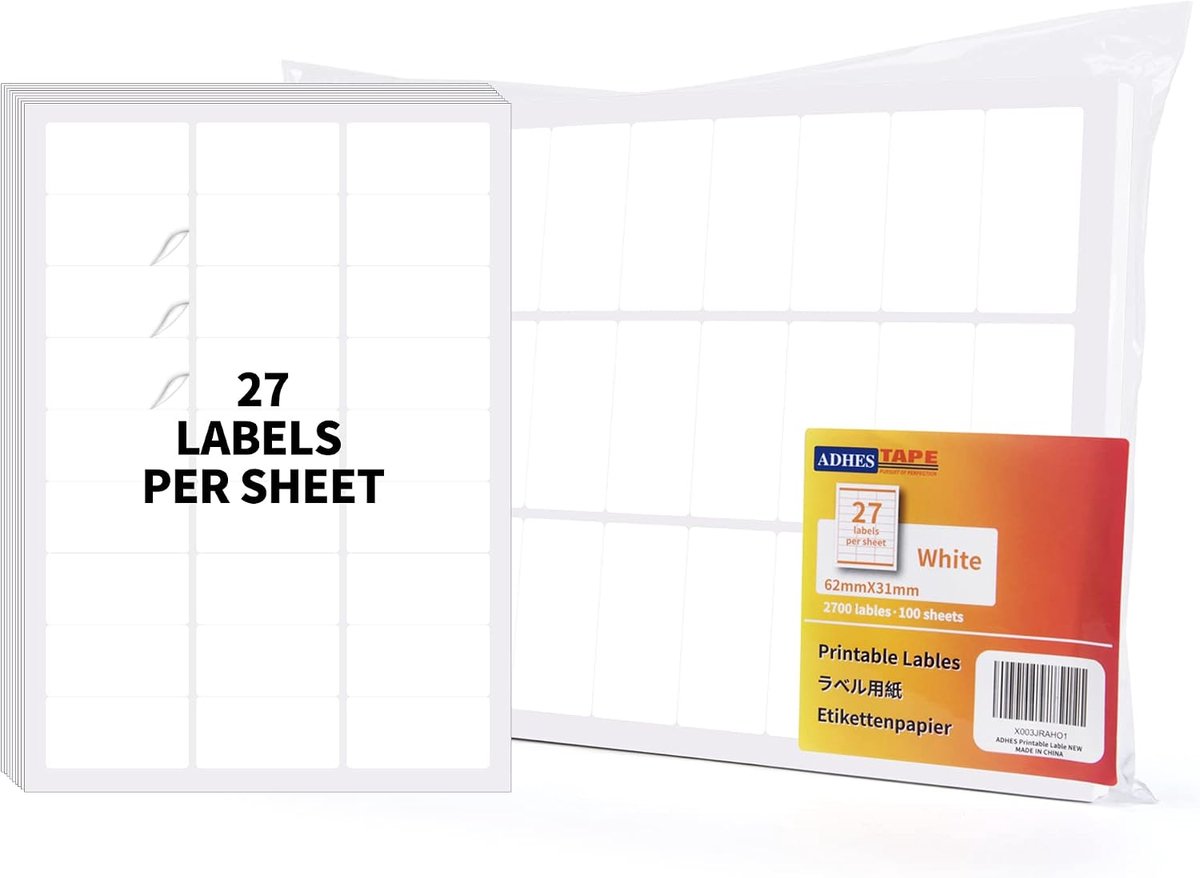 ADHES Printlabels 62x31mm - Kraft tape - Hoge treksterkte - Ideaal voor verzenden - ShopVlot