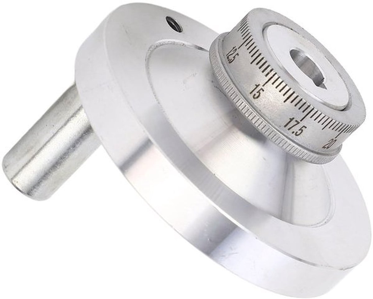 Handwiel van aluminium voor mini draaibanken 7x12, 7x14 en CJ18A met 80 mm diameter, zwengel en schaalverdeling van 0-25 mm voor nauwkeurige bediening en eenvoudige installatie