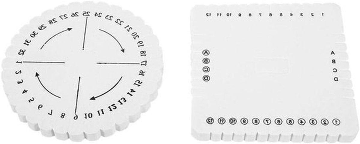 Vlecht gereedschap voor armbanden - Macrame board en Kumihimo disc - Set van 2 ronde en vierkante discs voor gevlochten koord armbanden