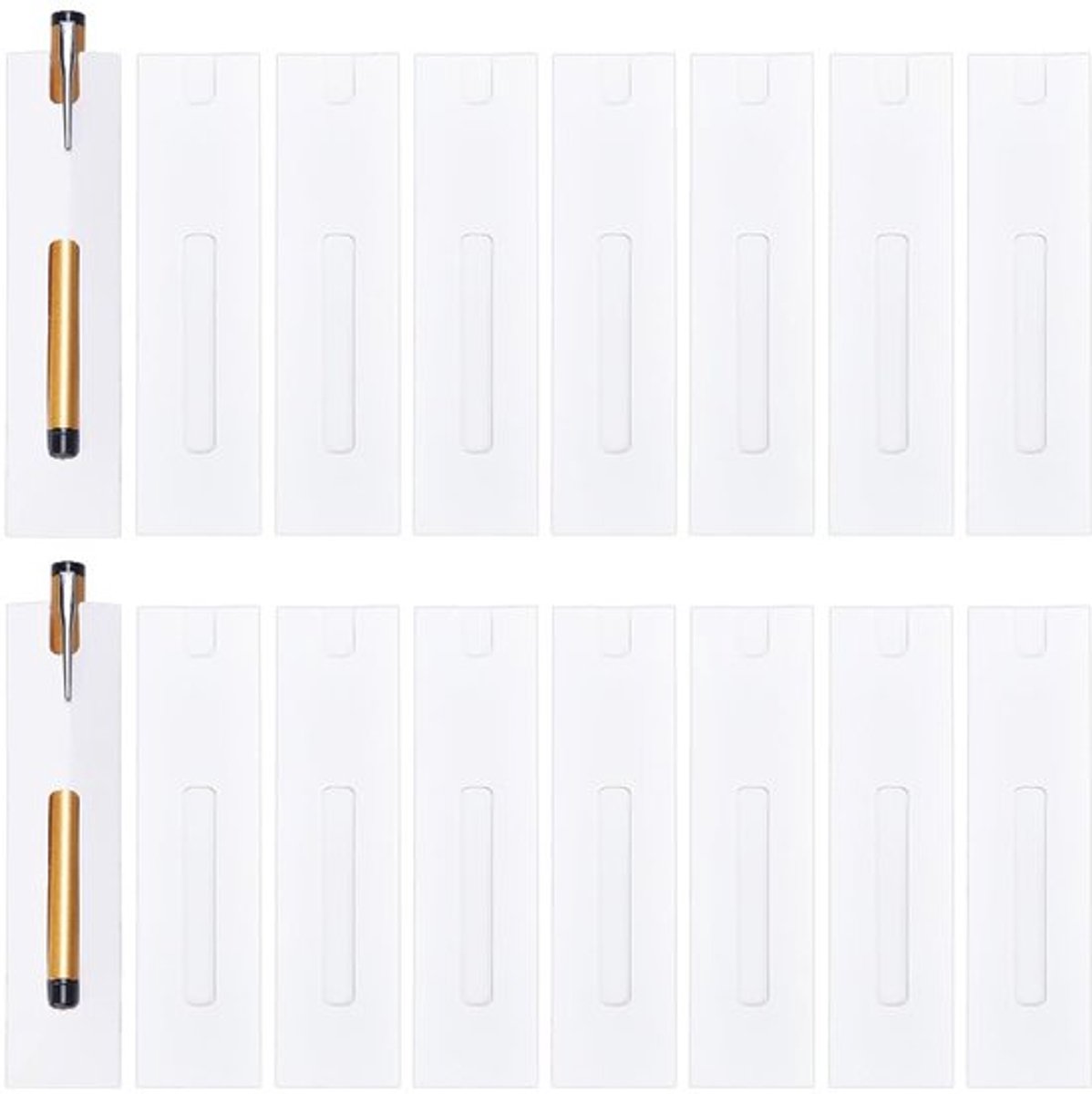 50 Stuks Kraft Pen Geschenkdozen - Witte Slip-in Pen Verpakking met Duidelijk Venster - 15,5x3,8cm