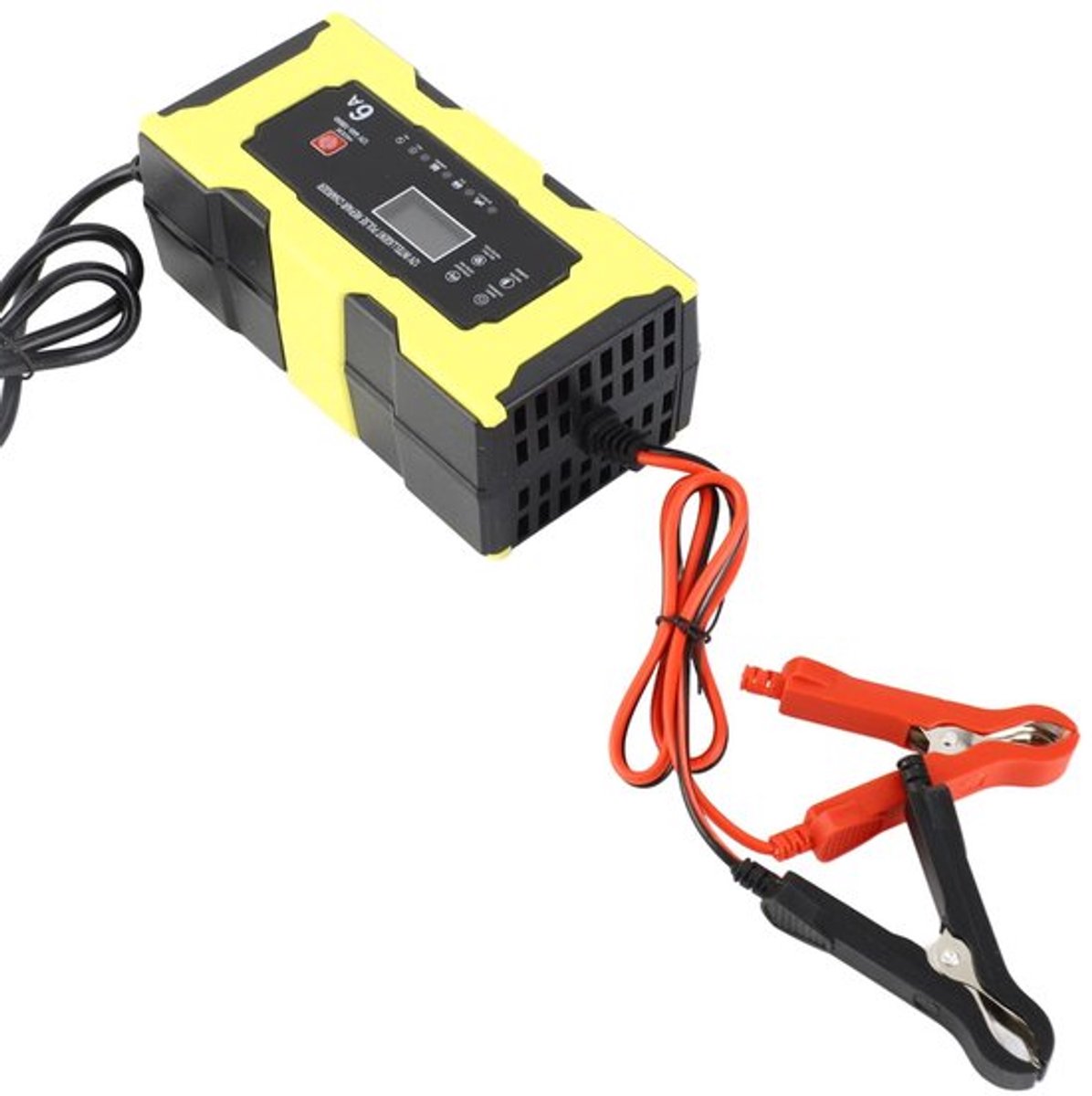 12V Autobatterij Lader, 6A Automatische Intelligente Batterijlader Onderhoud met Krachtige Pulshersteltechnologie, LCD Scherm, voor Auto's, (EU Stekker)