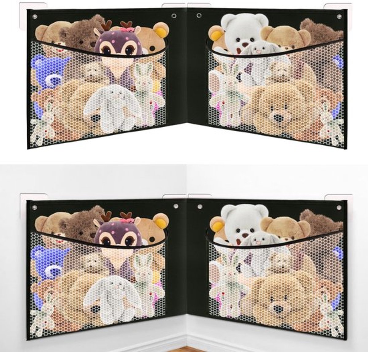 Opbergnet voor Knuffels - 48x18 Inch Toy Hammock - Zwart - Ruimtelijke Plotselinge Organizer