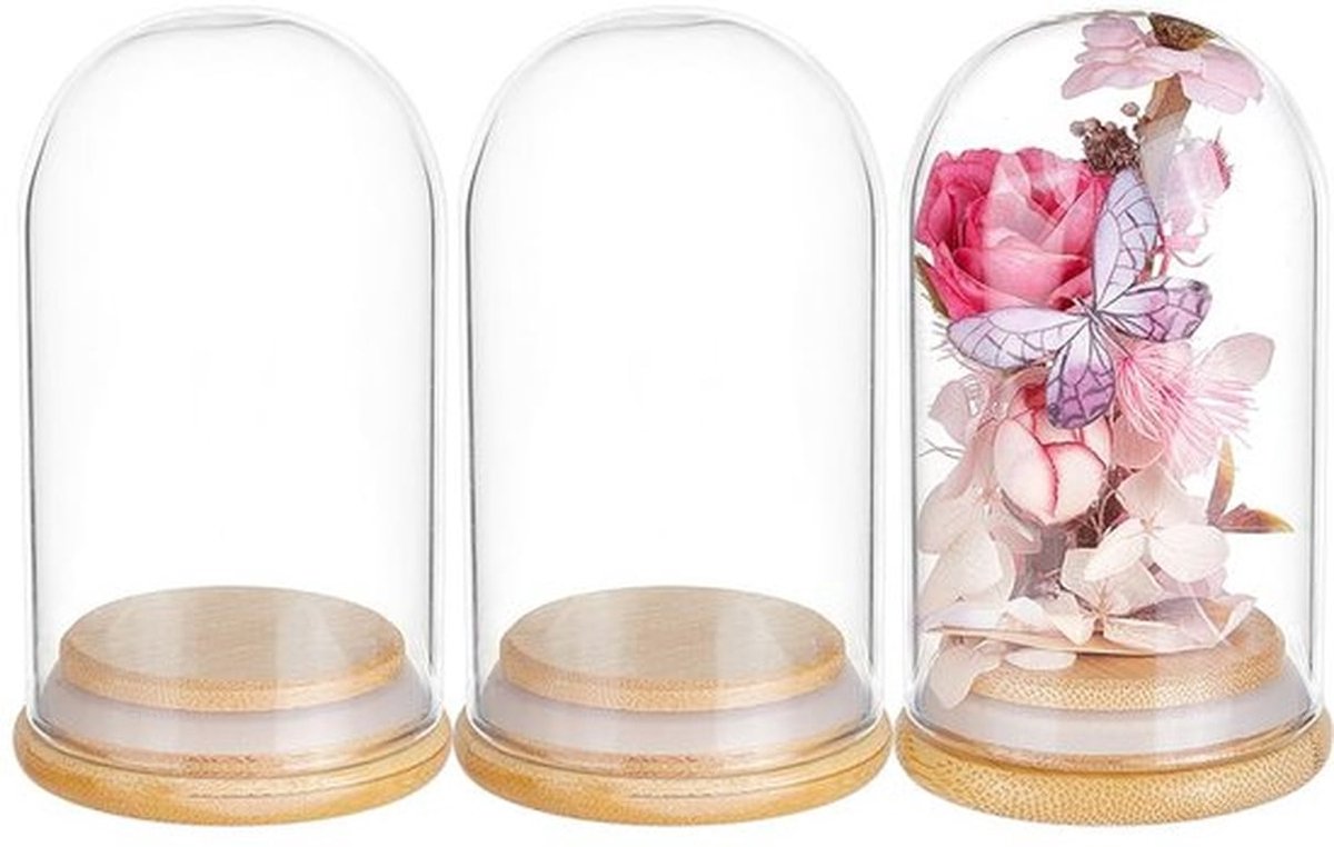 Decoratieve Potjes - Koepelvorm - 10,3 x 6 cm - Houten Sokkel
