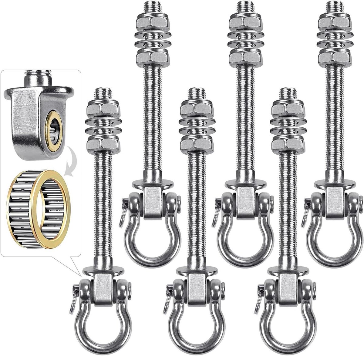 Hanger Set - Bevestigingshaken - Schommelen en Hangmatten - Soepele Lagers - 1500lbs Capaciteit - Metaal
