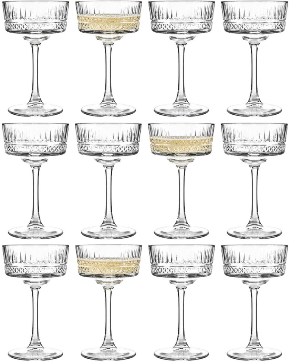 Pasabahce Champagneglazen Elysia - 12x - 260 ml - kristalglas - coupe glazen