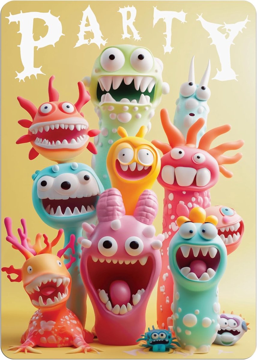 SnelShoppen - Verjaardags- en Feestuitnodigingskaarten - 12 Aanpasbare Monsterontwerp Kaarten voor Kinderen - Perfect voor Thematische Feestjes en Kin