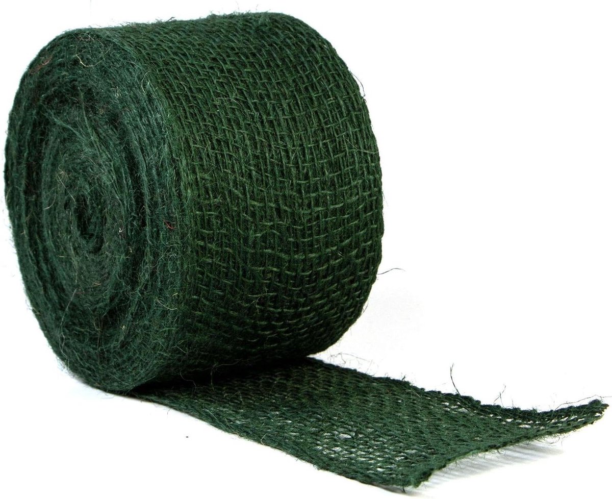 Jute wikkelband - Decoratielint Burlap - Handwerk Decoratie - Biologisch afbreekbaar - 10 cm breed - Donkergroen