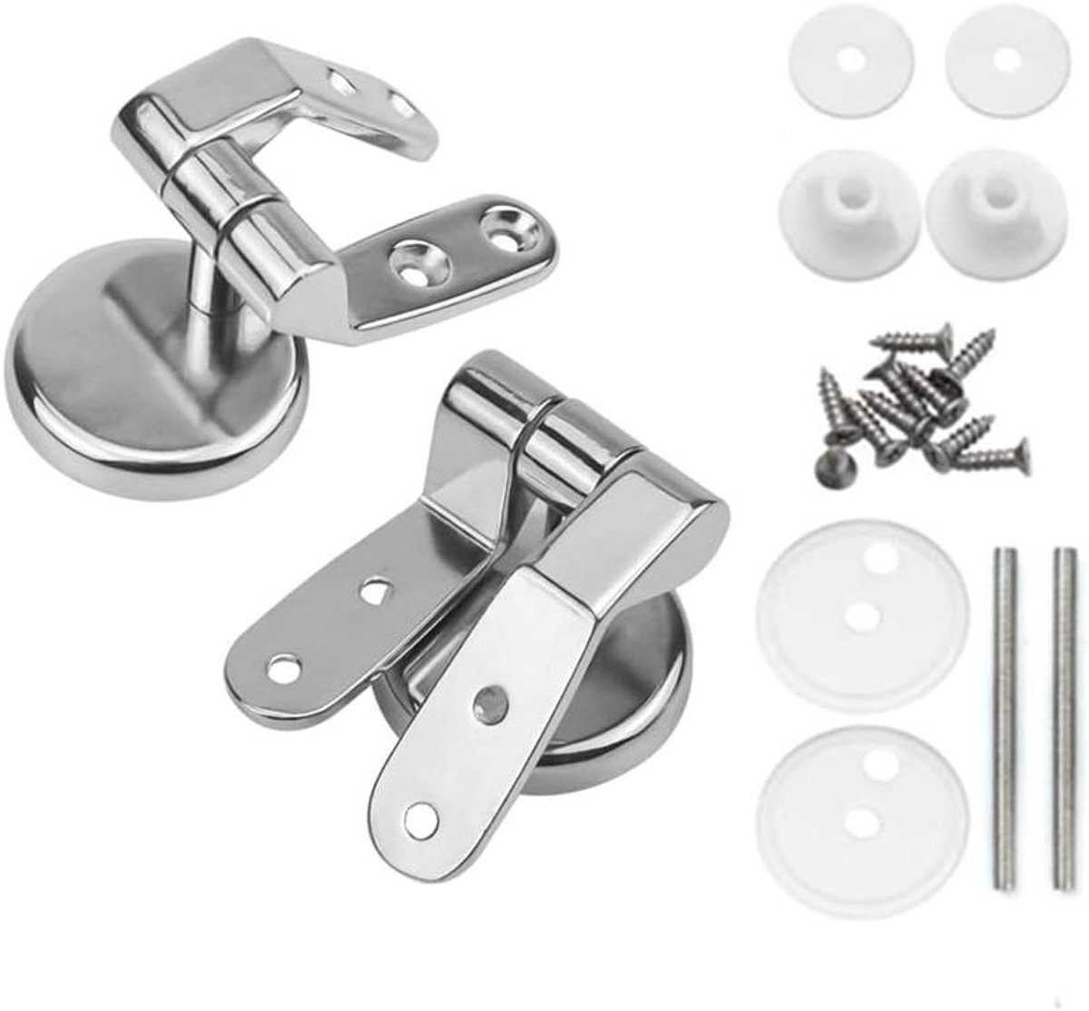 Toiletbril Scharnieren - Reparatieset Bevestiging - Toilet Reparatie - Duurzaam Zinklegering - 2 Stuks - Zilver