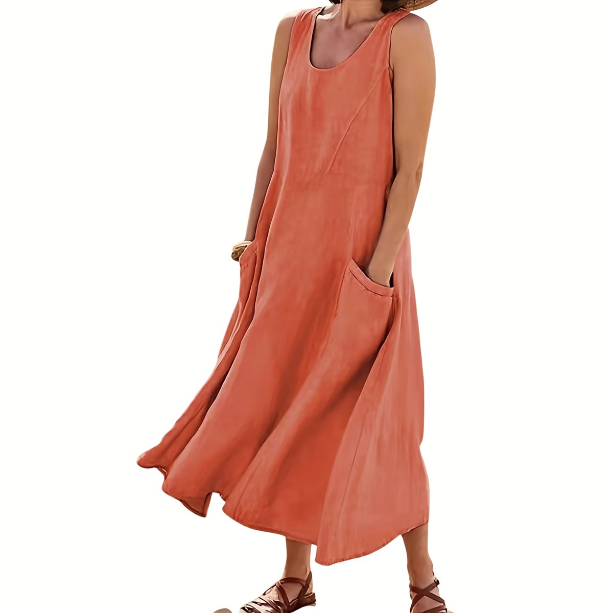 Currero Linnen Jurk Dames Blouse Zomer Shirt Jurkjes Voor Dames Ibiza Jurken Oranje