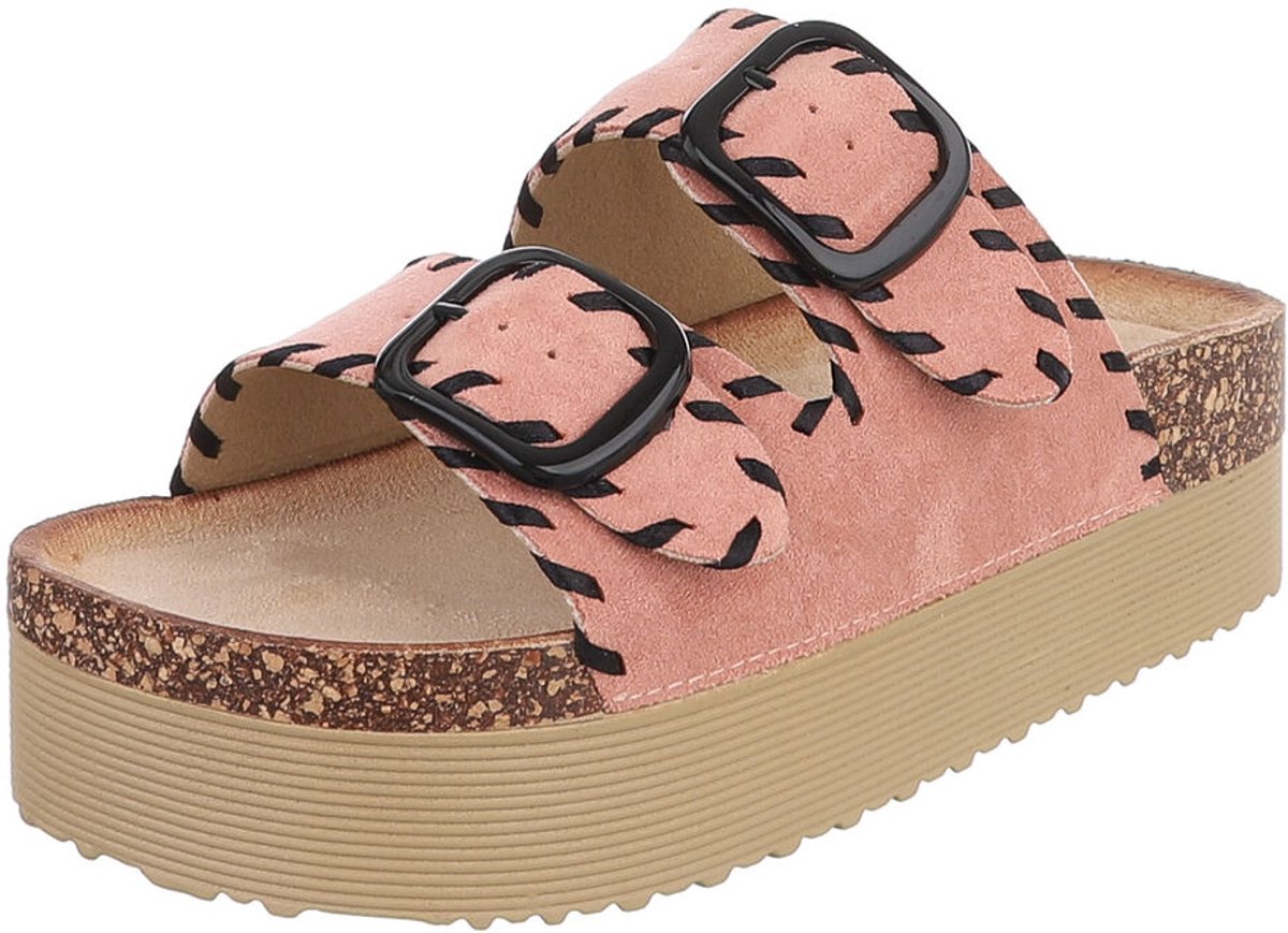 Plateau slippers - verstelbare gespen - dames Mt:38