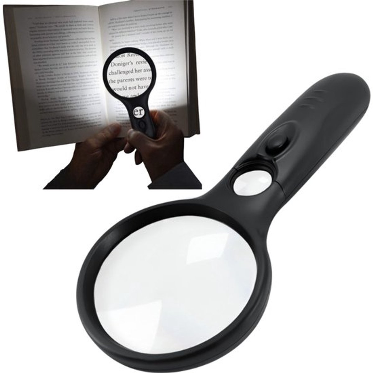 3 stuks Draagbare LED vergrootglas - Verlicht ontwerp voor - Vergrootglas voor het waarderen van sieraden - Vergrootglas voor fijn werk - 22.99* 10.59cm - Geschikt voor senioren en professionals om te lezen en waardering te tonen - Zwart.