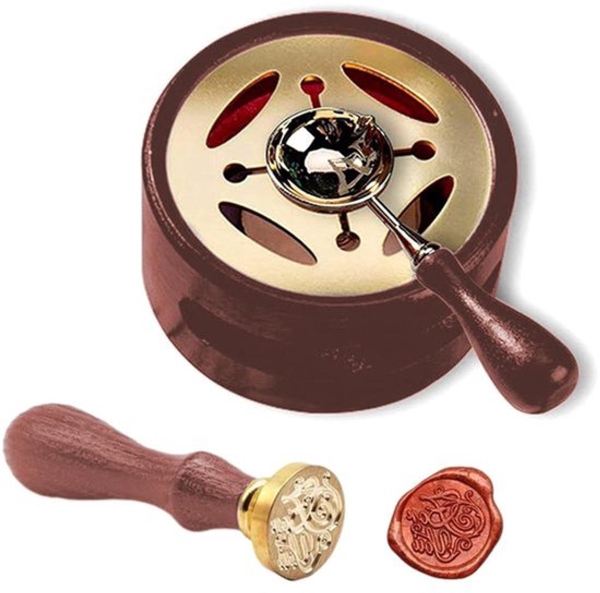 Waszegelwarmer in Roodbruin Houten Geschenkverpakking Privé Envelop (Roodbruin)