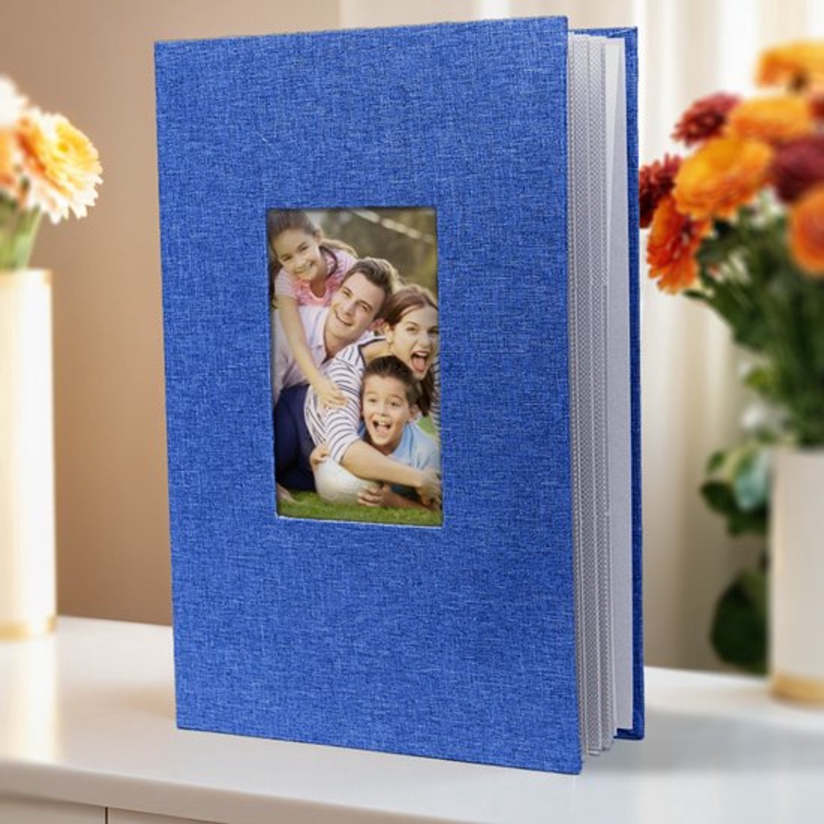 Familie fotoalbum, kan 300 foto's bevatten (6-inch foto's), groot formaat, linnen omslag, ideaal fotoalbum voor familie, bruiloft, reizen en baby, 33*22*5cm,Blauw