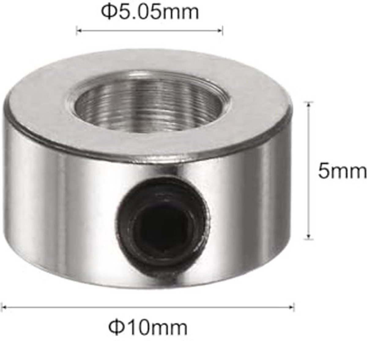 Set van 10 schroefkraag 5,05 mm boring golfkraag, 10 mm buitendiameter, 5 mm breedte, landflap stopkraag
