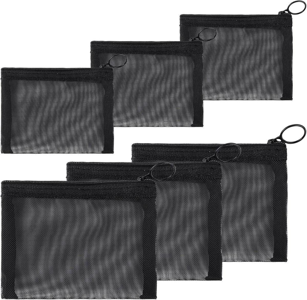 Thijox - Toilettas Organizer Reisverzegelde Pouch 6 Pakken Transparante Netten Rits Cosmetische Kleine Portemonnee Waterdichte Nylon Douche Handtassen