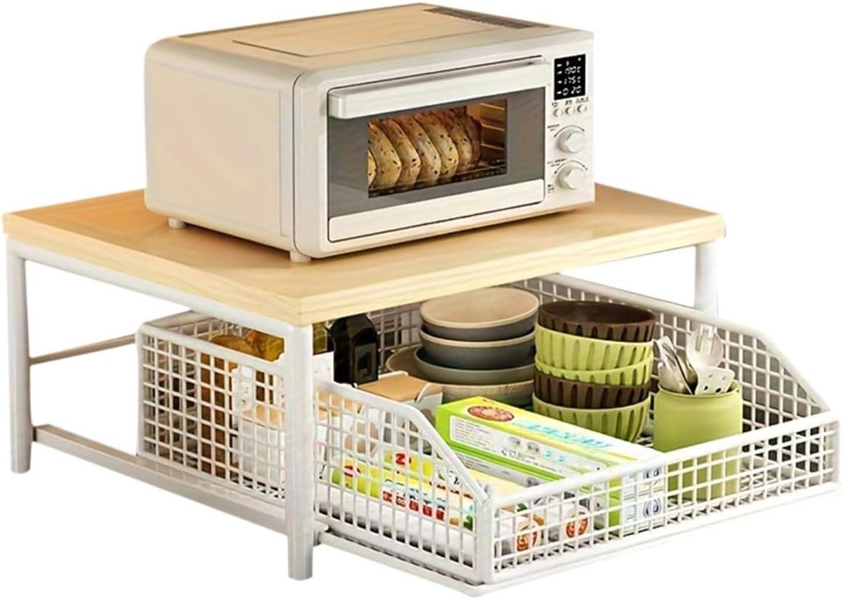 Keukenlade Organizer - Opbergrek - Keuken Ordenen - Stevige metalen mand - Compact ontwerp - Wit