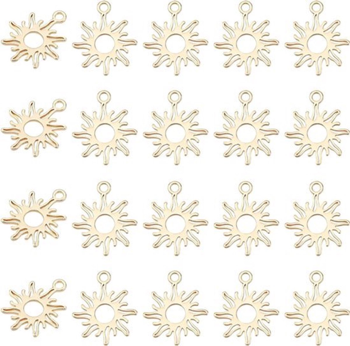 20 stuks messing bedeltjes met zon ontwerp 15x13mm - Gouden bedeltjes voor armband, ketting en oorbellen maken