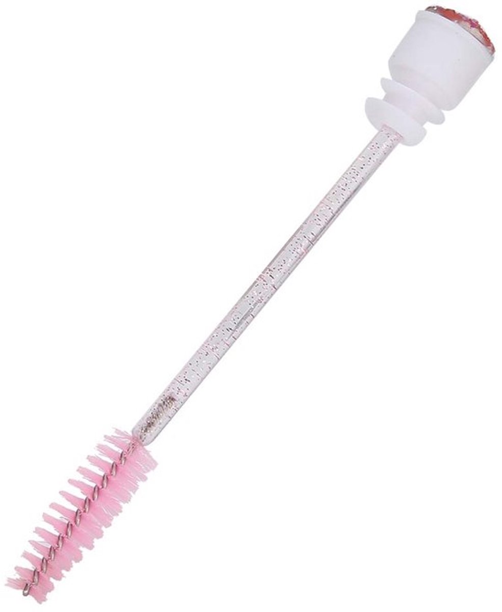 Wenkbrauwborstel in staafvorm, applicatorstaafjes, kammetjes en borstels voor wimpers en wenkbrauwen, geschikt voor wimperverlenging, voor op reis en dagelijks gebruik (roze)