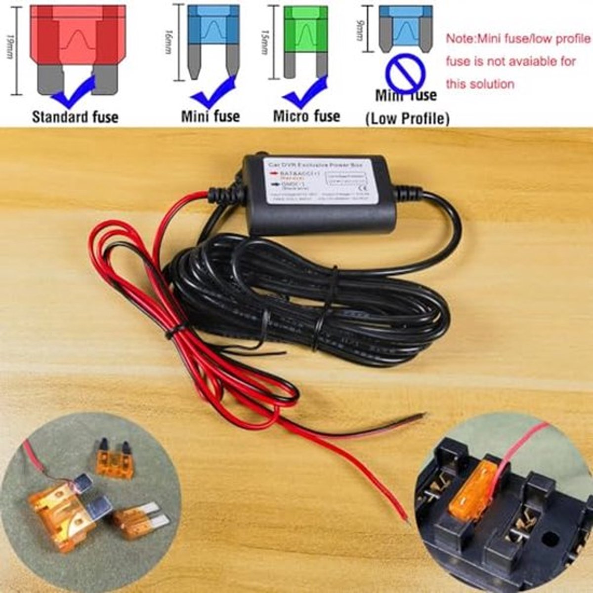 320cm Lengte Mini Dash Cam Hardwire Kit voor Dash Camera 12V-24V naar 5V/2.5A Auto Dash Camera Oplader Voedingskabel voor Mini USB Dash Cam