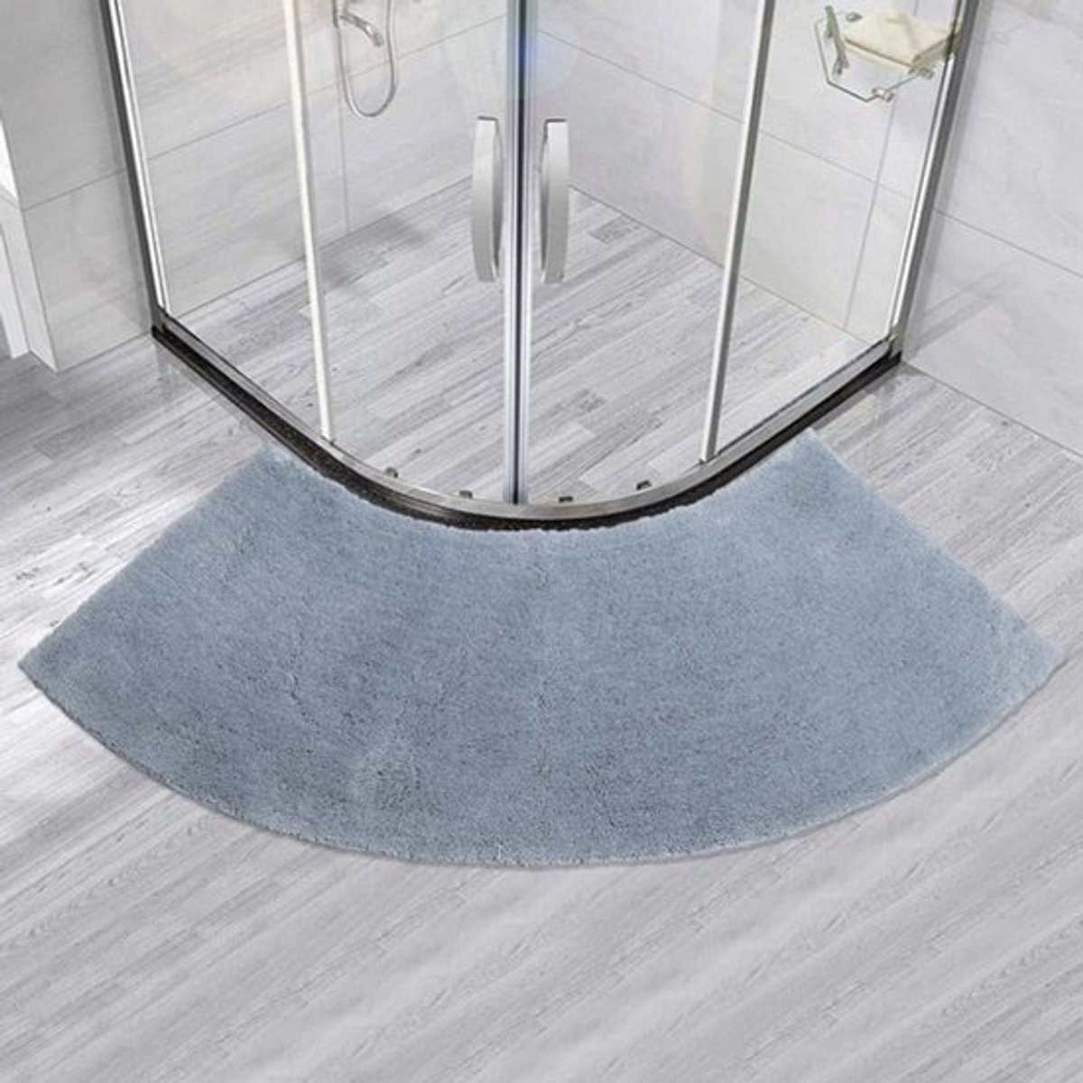 Badmat - Badmat Antislip - Douchemat - Badmat Badkamer - Vloermat - Badkamer accessoires - waaiervorm - grijs - 45*100cm - Polyester
