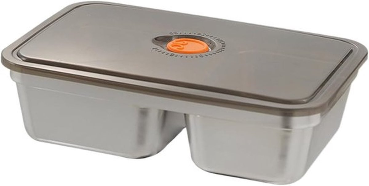 Stalen lunchbox - 2 lekvrije compartimenten, stalen bestek met deksel | Kinderlunchbox - Perfect voor kamperen, picknicks, strand, reizen en de zomer
