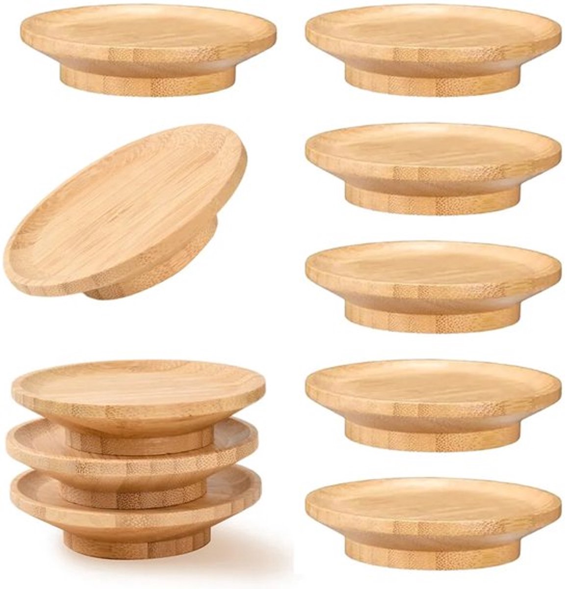 Bamboe wijnglasdeksels, 10-delige set, inclusief deksels voor koude schalen en glazen, geschikt voor familiebijeenkomsten en evenementen.