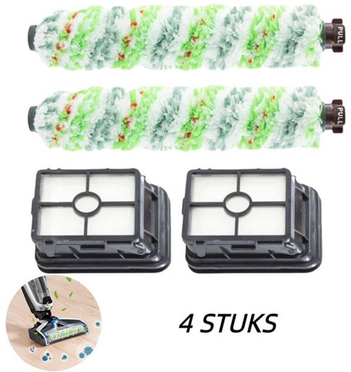 Reserveonderdelen Accessoires - Geschikt voor CrossWave 1868 1866 - 2 Multi-vlakborstelrol en 2 Filter - Vervanging Onderdeel# 1608683