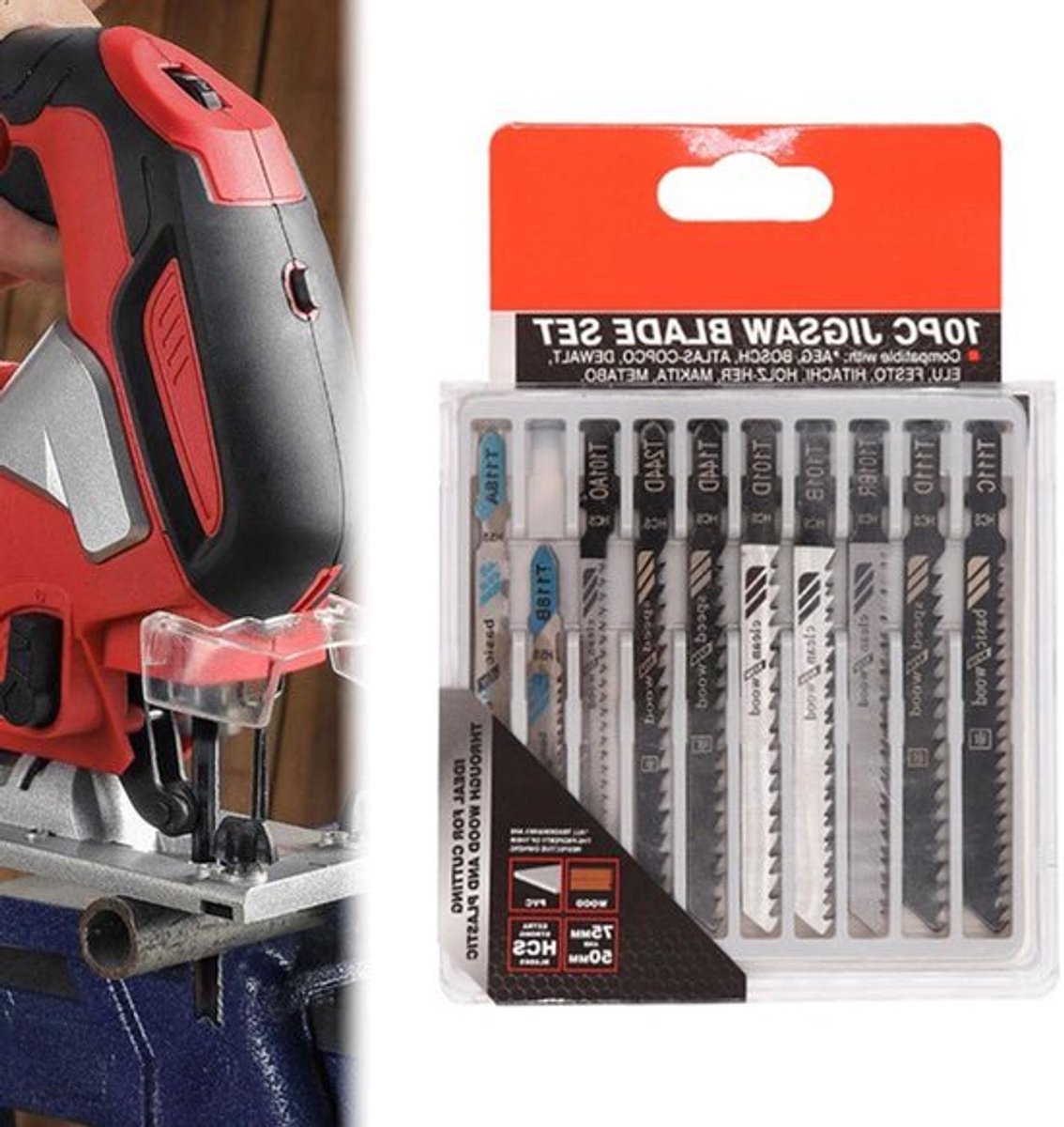 Decoupeerzaagbladenset T-schacht voor hout - Professionele extra lange zaagbladen met accessoires