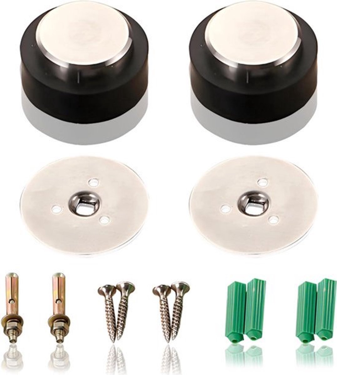 Roestvrijstalen deurstoppers 28 mm zelfklevend - Set van 2 - Voor alle harde vloeren - Bescherming voor deuren, kinderkamer, balkondeur, muren en meubels