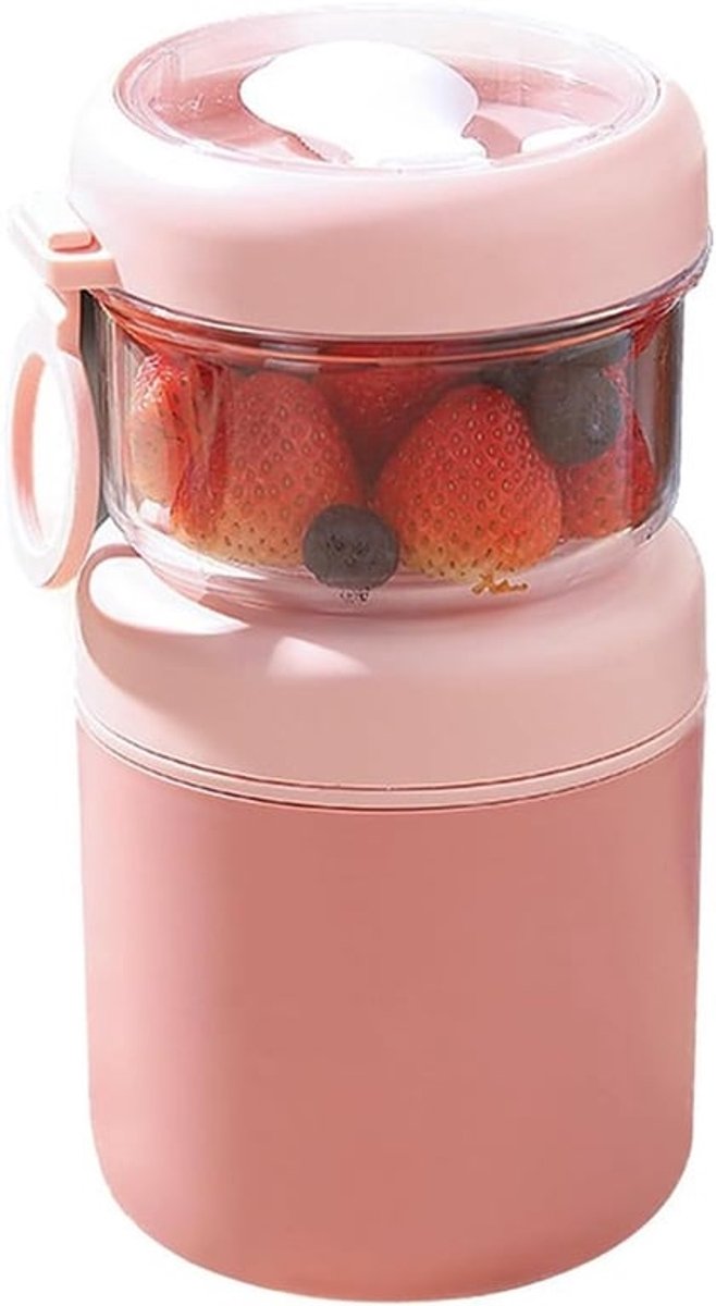 Ontbijtbeker - Havermoutpot - Granen- en fruitcontainer - Ontbijt Havermout Kom - Met Lepel - Roze