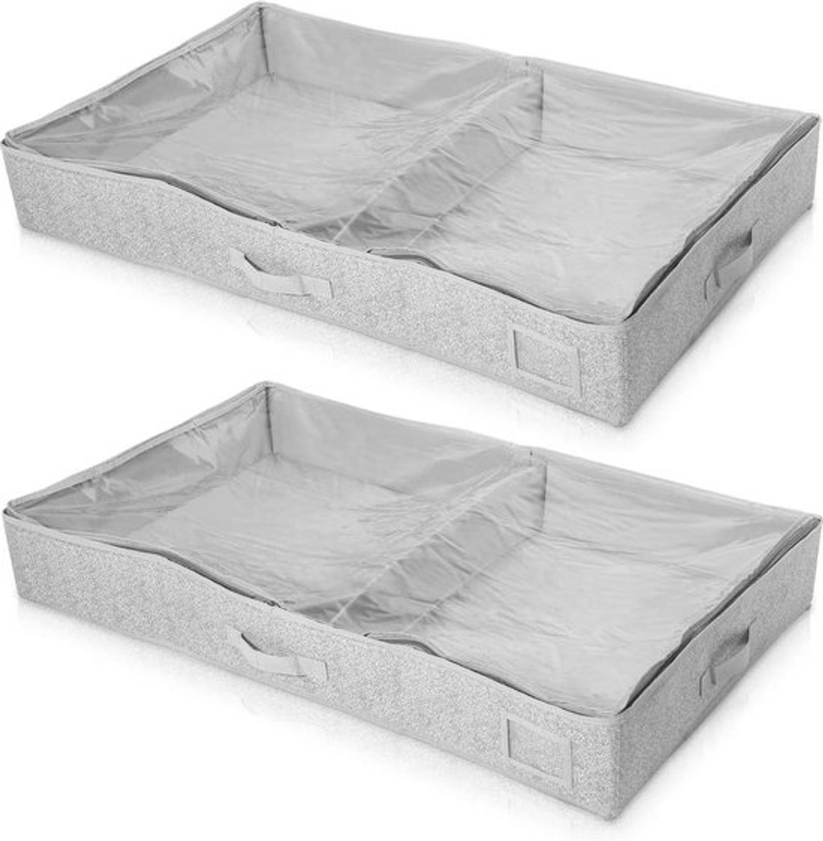 Opbergtas 91x50x14 cm - Onder het bed - 2x set - Ademend polyester fleece - Grijs