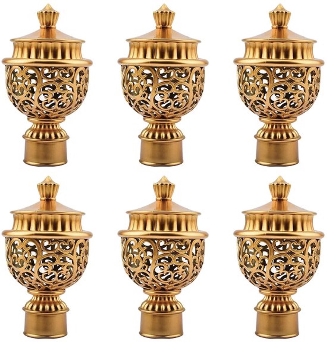 Gordijn Einden, 6 Stuks Gouden Plastic Gordijnkappen Retro Raamstang Decoraties, Gordijnstang Decoratieve Einden, Geschikt voor Dia. 28mm Stangen voor Thuis Raamdecoratie (Holle Lantaarn)
