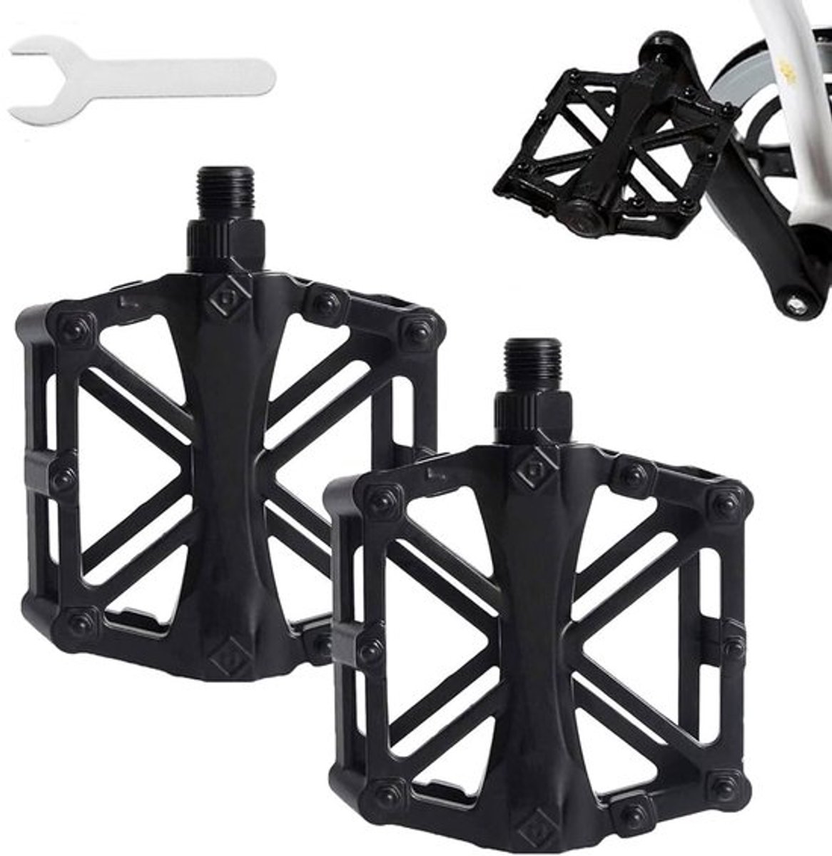 Fietspedalen - Platformpedalen - MTB-pedalen - Aluminium fiets pedalen - Trappers Fiets - Platte pedalen - Antislip Mountainbike-pedalen - Grip-pedalen universeel - inclusief bevestigingsgereedschap - Geschikt voor MTB en E-bike