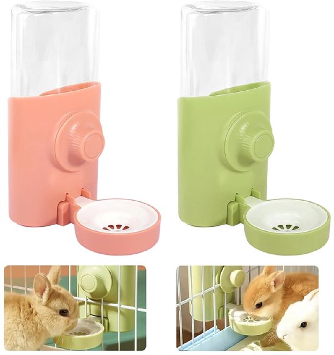 Automatische Waterdispenser voor Konijnen en Kleine Huisdieren, Set van 2, 600 ml, Hangend Drinkflesje