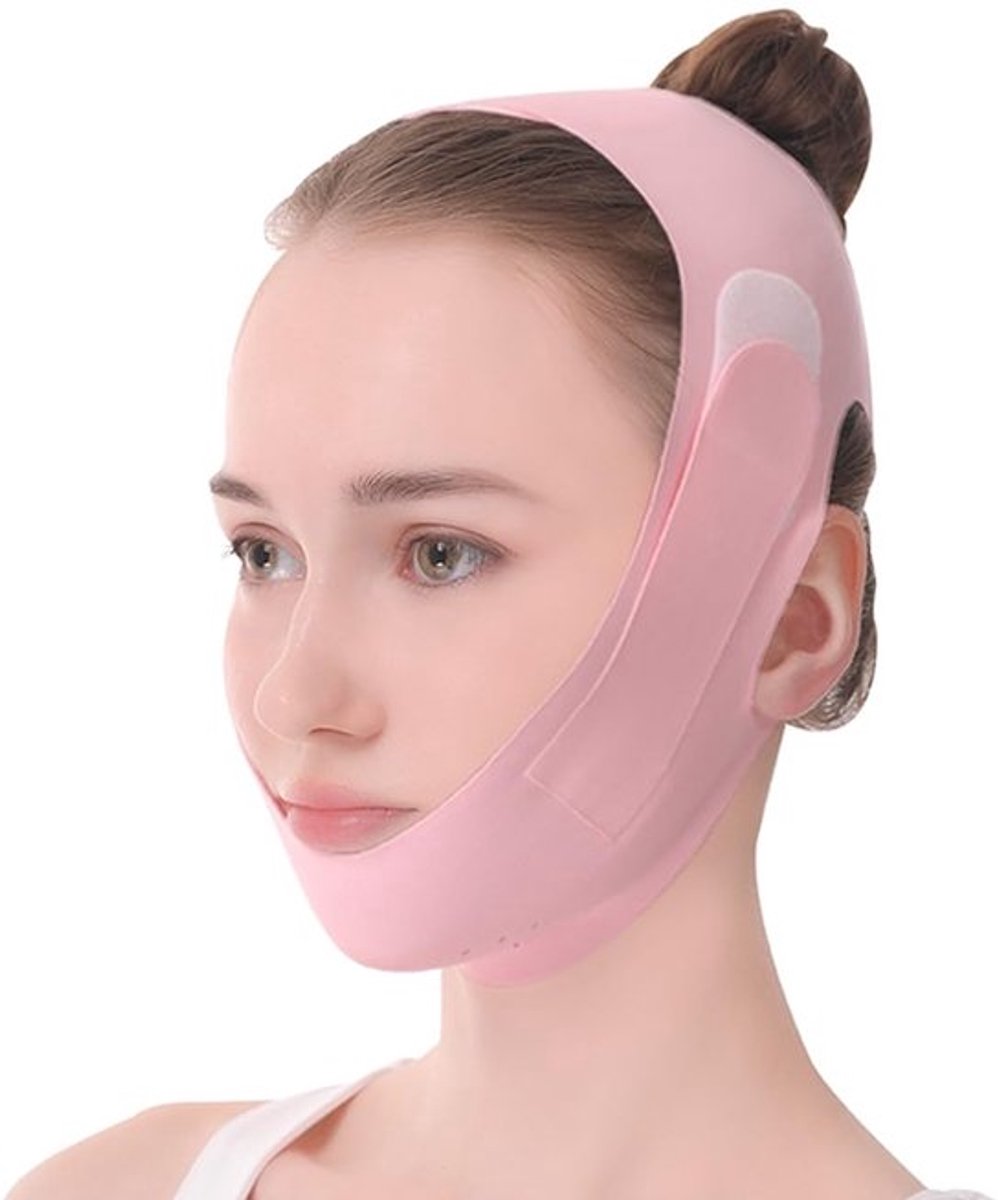 Gezicht Contour Band - Facelift band voor de kin - Afslank band - Onderkin en kaaklijn - V-Line Lift Kin Riemen - Herbruikbaar Slank Slaapmasker - Roze
