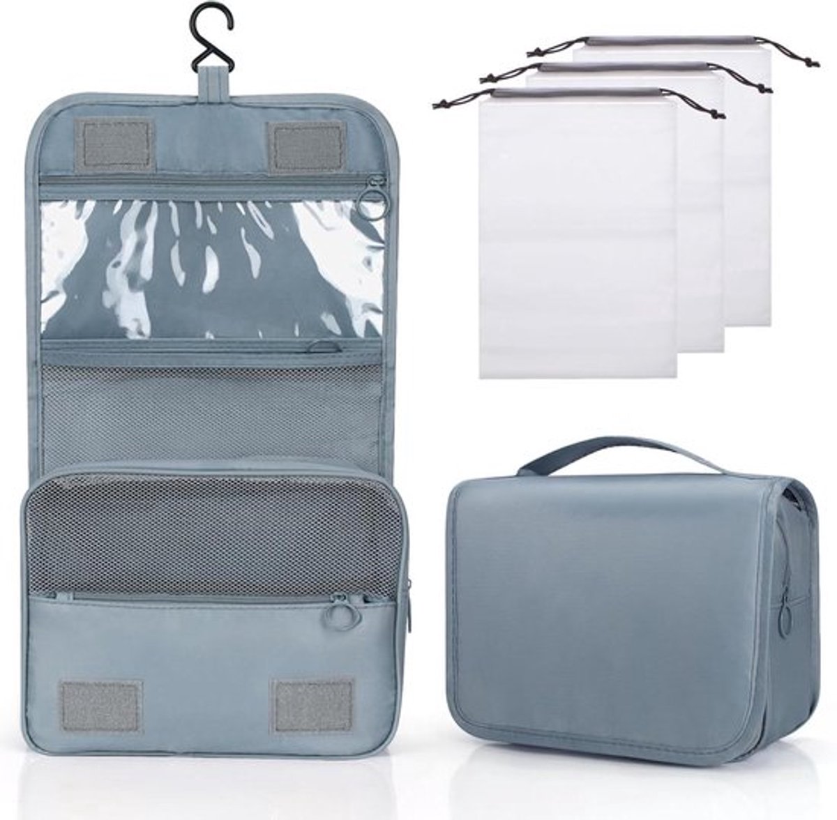 Hangende toilettas waterdichte make-up tas met handvat - Opvouwbare draagbare cosmetische opbergzak - Koordorganisatie zakken voor reizen, zakelijk, fitness en kamperen Toilettas met haak