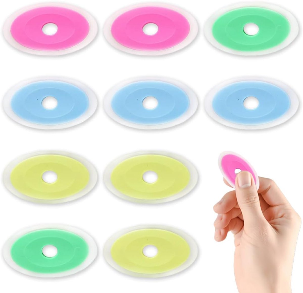 SnelShoppen - 10 Stuks Gum Set - Uitwisbare Gelpen, Siliconen Gum voor Thermische Inkt, Kleurrijke Gummen in Geel, Groen, Hemelsblauw, Lichtroze, Paar