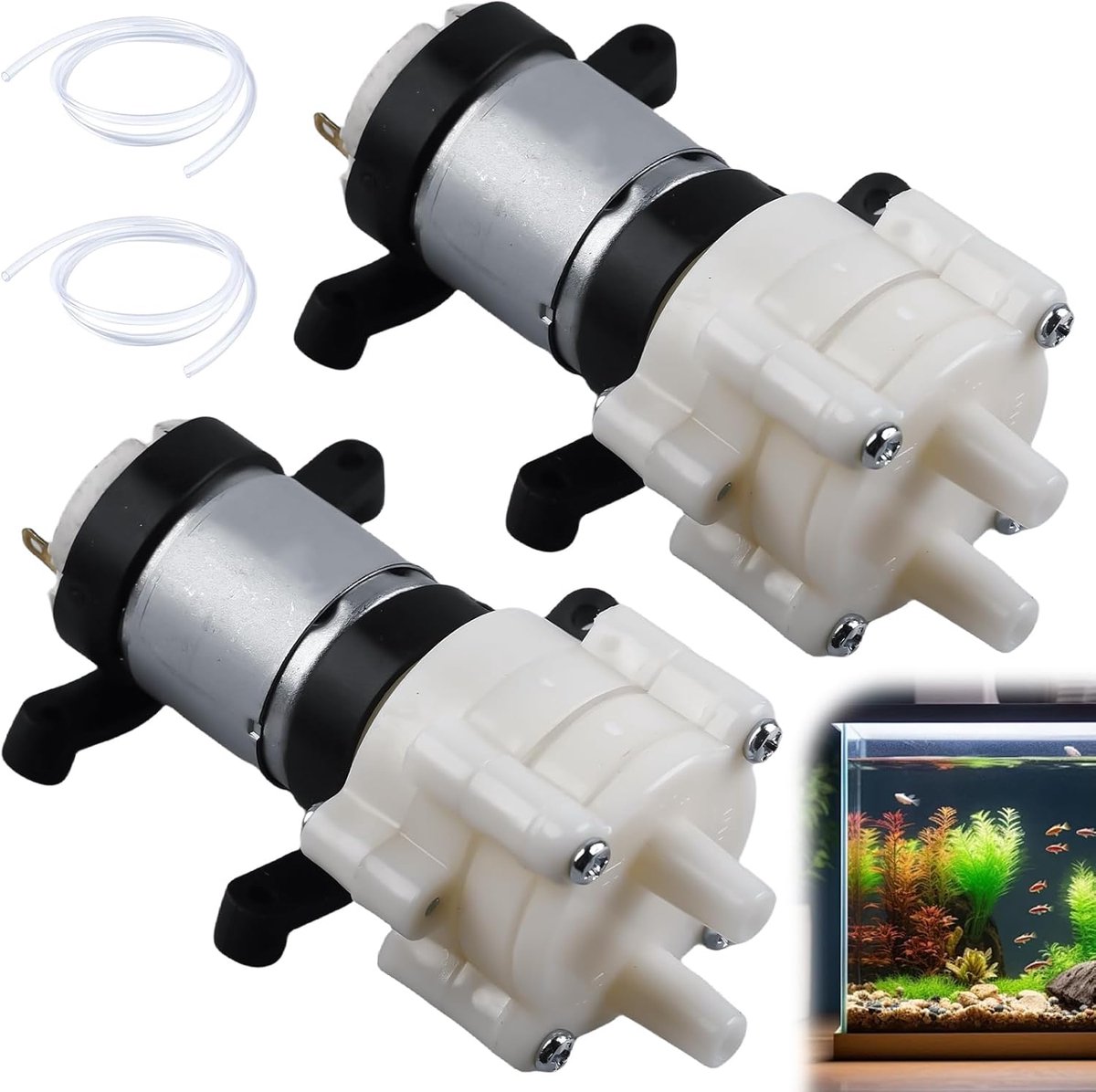 SnelShoppen - 2 Stuks 12V Diaphragma Pompen - 385 DC Waterdrukpomp 1-2 L/min - Mini Waterzuigpomp - Zelfaanzuigend - Compact en Lichtgewicht - Voor Ca