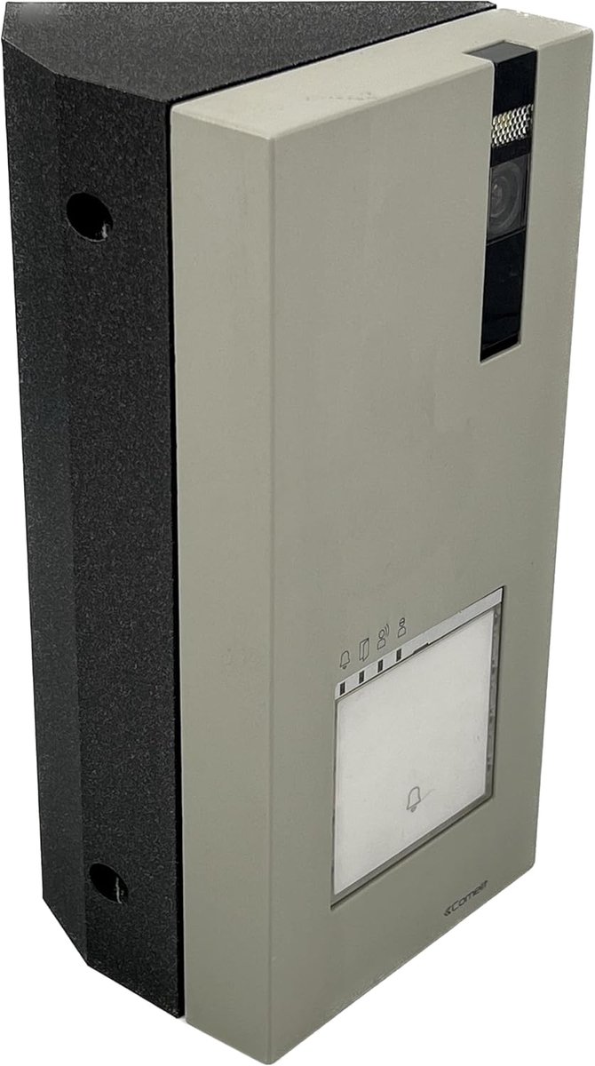 SnelShoppen - Housing met 45° hoek, zwart, metallic, weerbestendig PETG materiaal, geschikt voor Comelit QUADRA videophone, links/rechts omkeerbaar