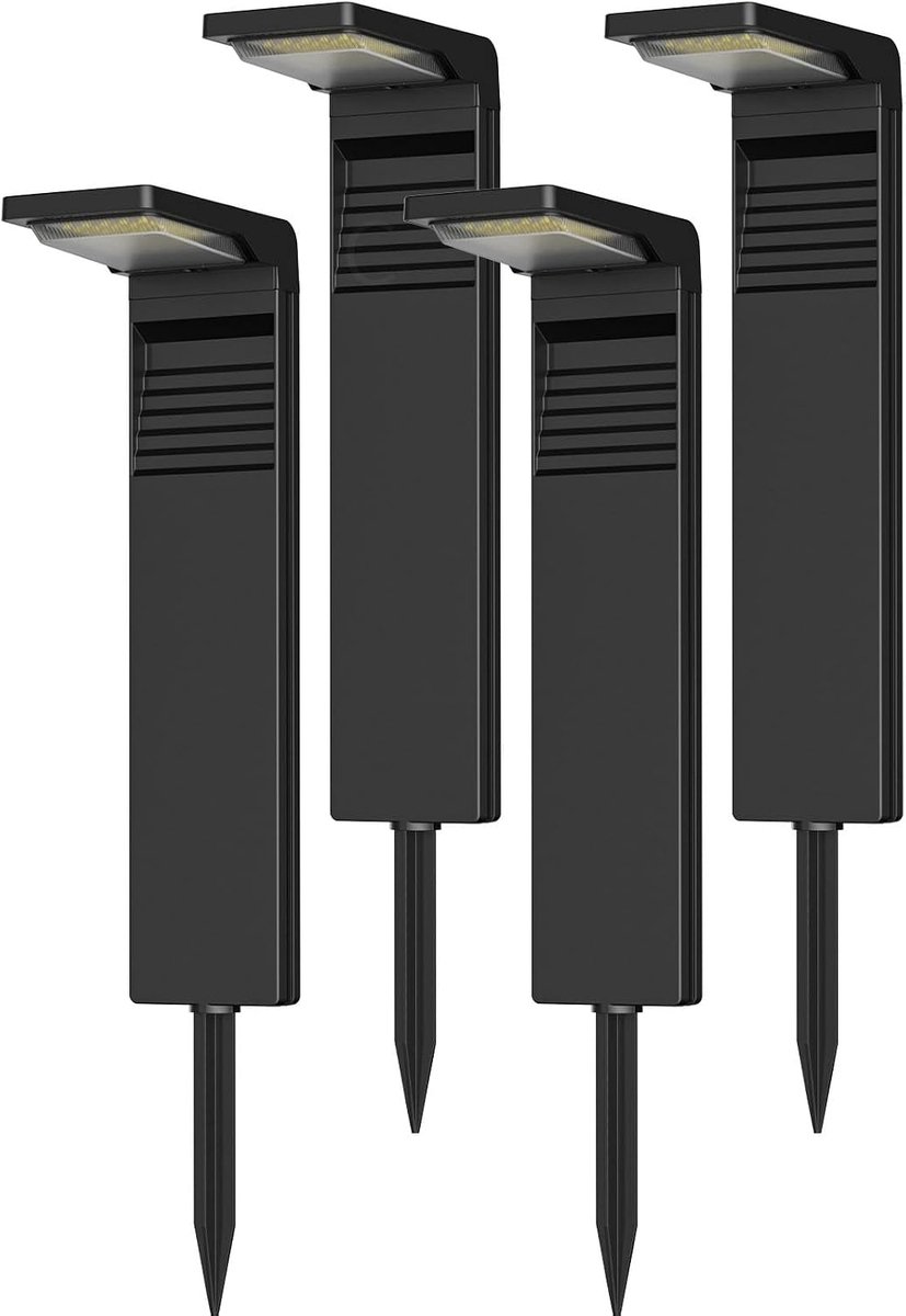 SnelShoppen - 4x OUSFOT Solar Lamp Buiten - 32 LED Tuinlamp Waterdicht IP65 - Solar Floodlight met 2 Kleurtemperaturen voor Tuin, Pad, Oprit