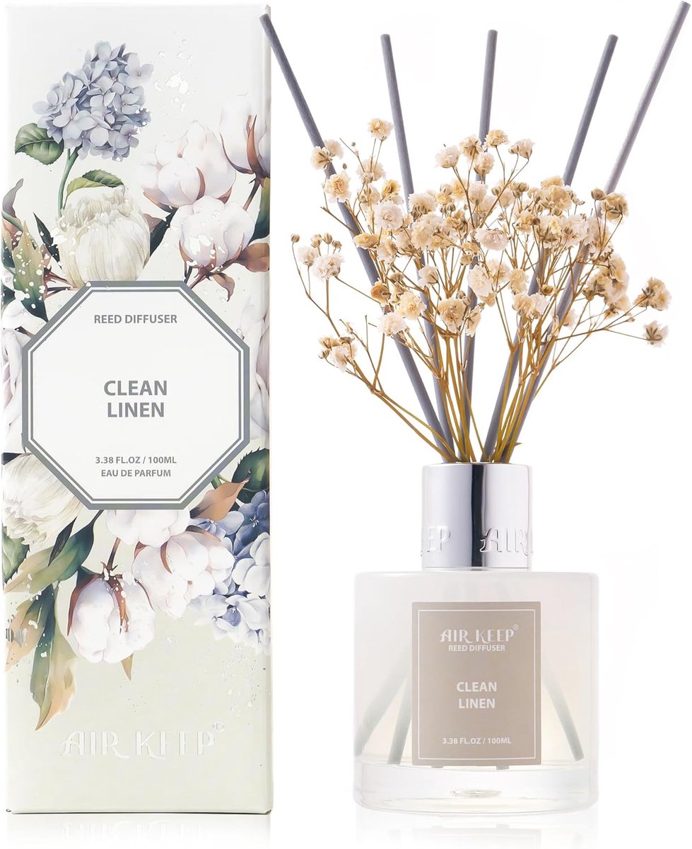 SnelShoppen - Reed Diffuser Luchtverfrisser met 8 Aroma Sticks 100 ml - Frisse Lijnen voor