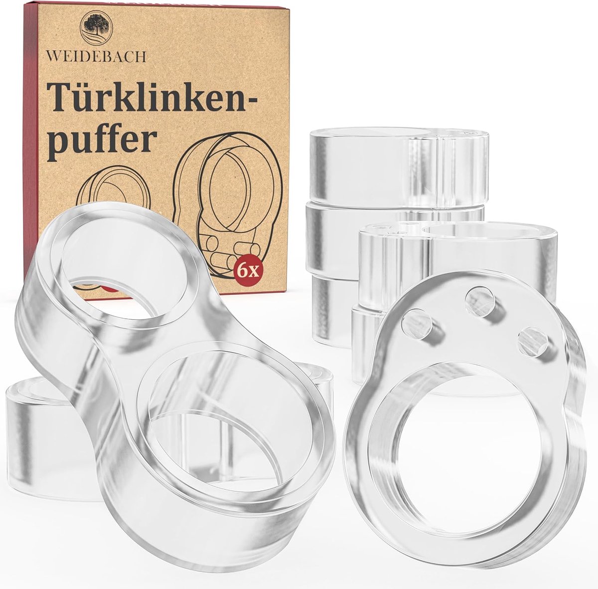 SnelShoppen - Weidebach Deurstoppers 6 x Transparante Wandbescherming - 8 Inch Ronde Buffer voor Deurhandgrepen, Bescherming tegen Krassen