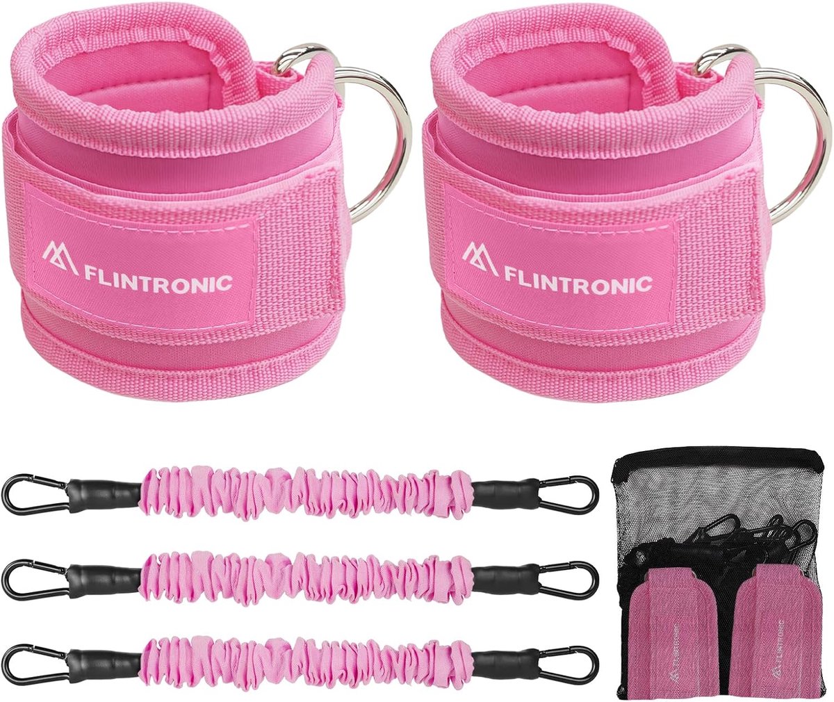 SnelShoppen - Ankle Straps voor Kabelmachine - Verstelbare Neopreen Gym Cuffs met Dubbele RVS D-Ring - Spieropbouw voor Mannen en Vrouwen - 3 Weerstan